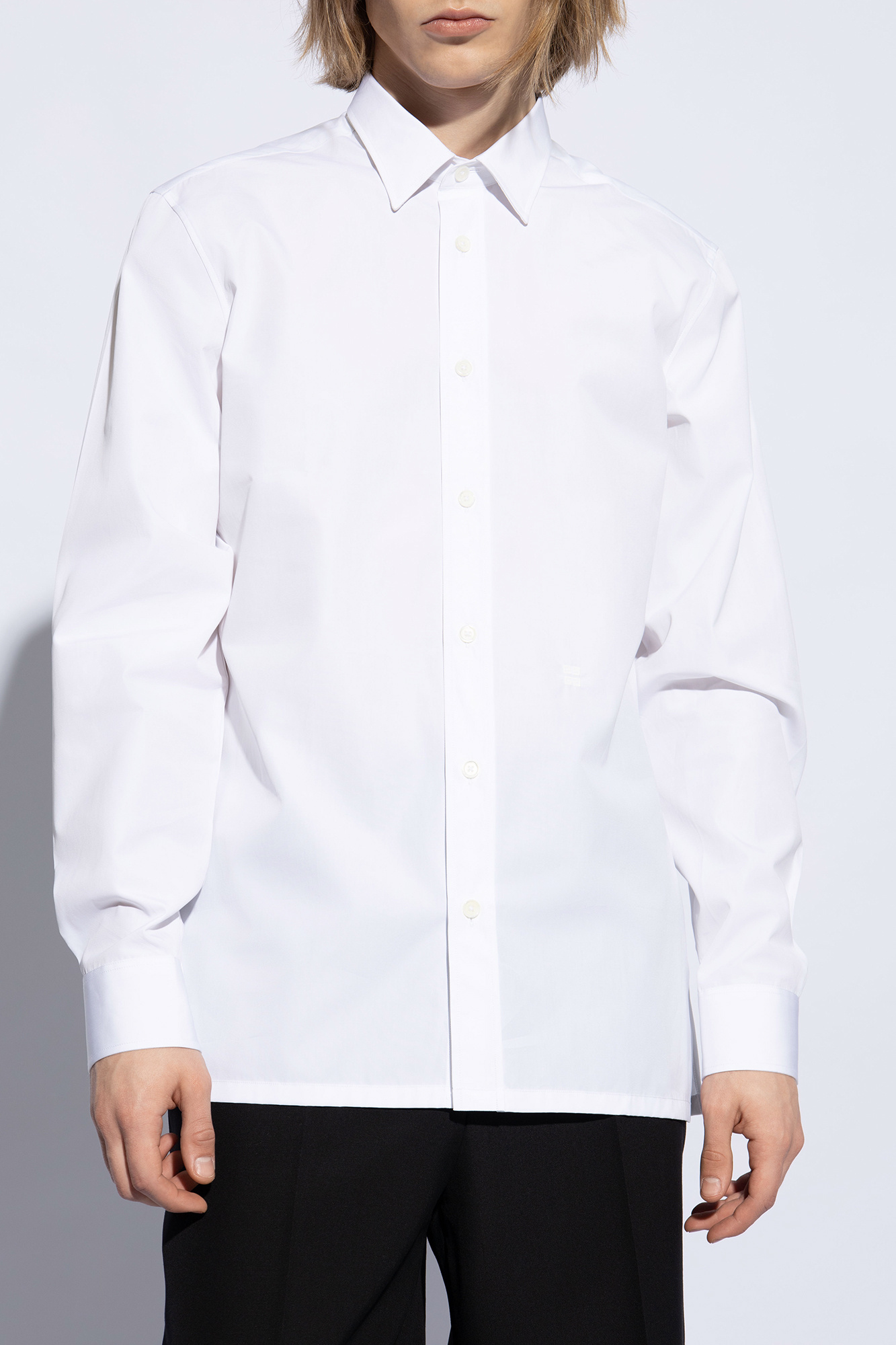 Tシャツ・カットソー GIVENCHY SS24 Logo embroidery shirt (BM60ZY14M6 100) Black Logo-Embroidered Cotton-Jersey T-Shirt | GIVENCHY | MR